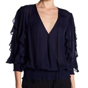 Nwt Parker | Larah Silk Georgette Blouse in Raven